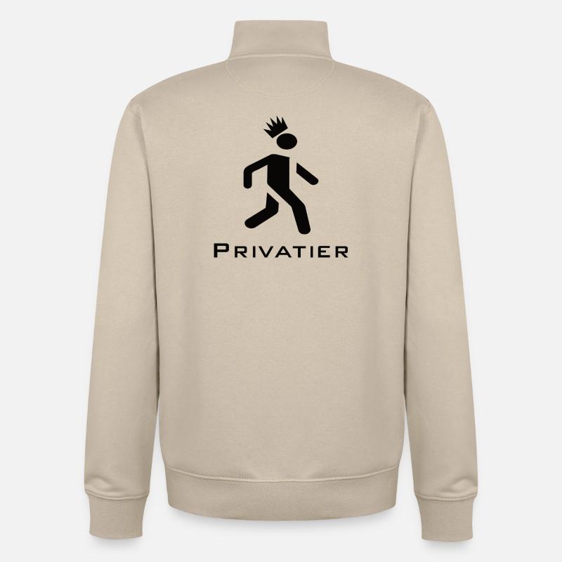 Privatier - Runner mit Krone Design schwarz - Unisex Organic Zip Sweatshirt von Stanley/Stella - Cremebeige