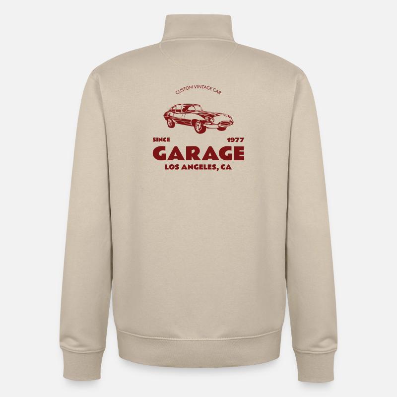 Custom Oldtimer – Garage Los Angeles - Unisex Organic Zip Sweatshirt von Stanley/Stella - Cremebeige