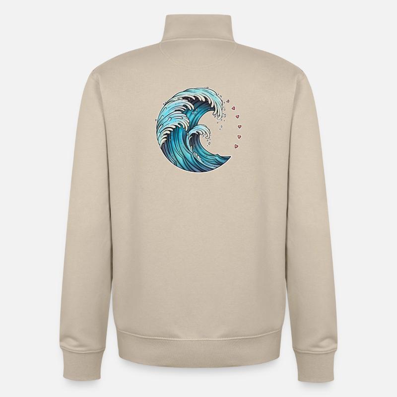 Dynamic Wave Art Illustration - Unisex Organic Zip Sweatshirt by Stanley/Stella - desert dust