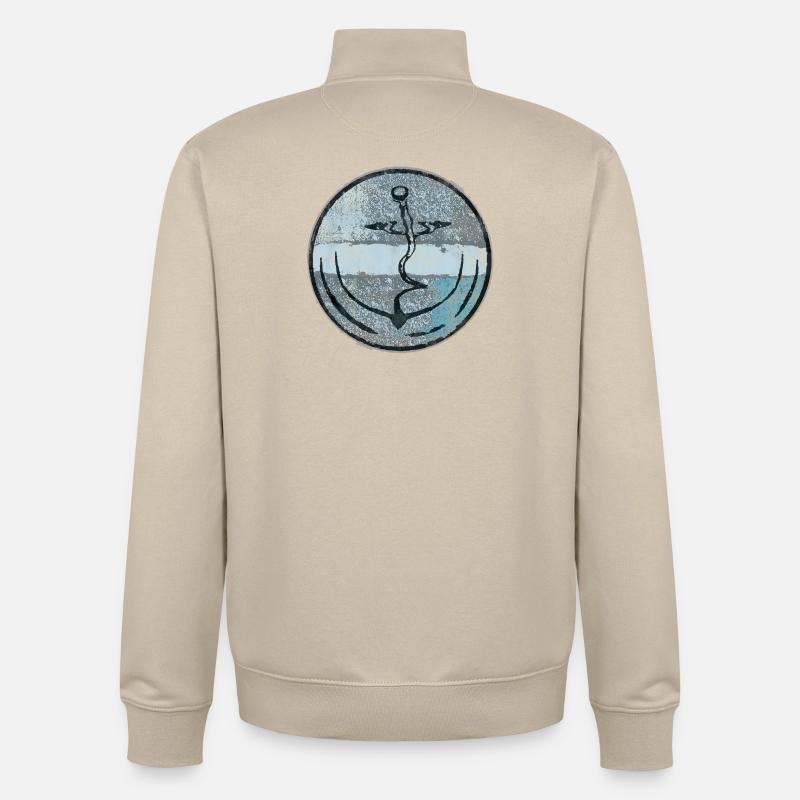 Illustration d'ancre abstraite - Sweat zippé unisexe en coton bio Stanley/Stella - beige crème