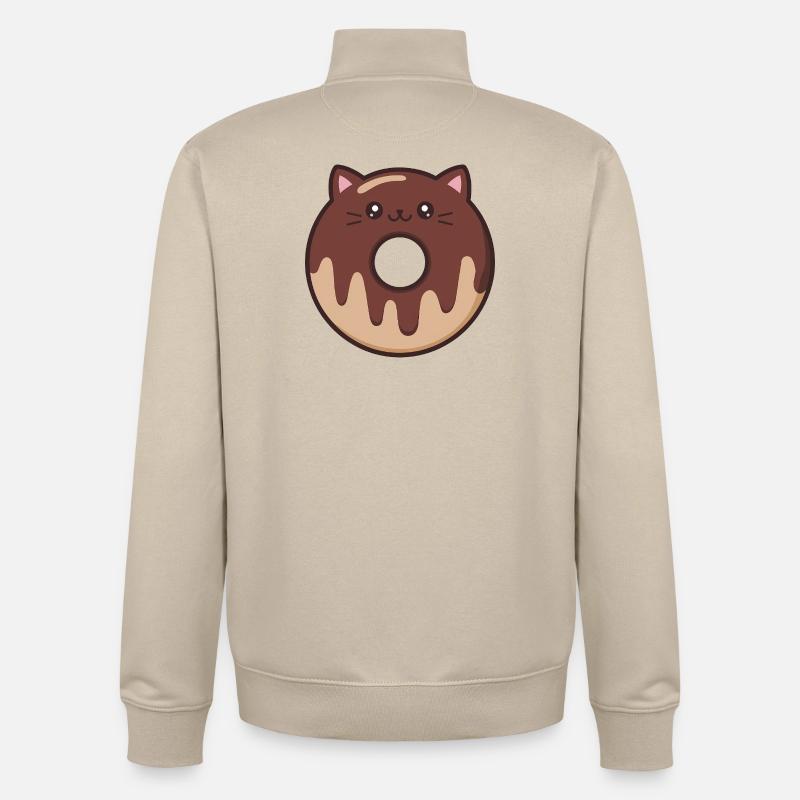 Donut chat mignon - Sweat zippé unisexe en coton bio Stanley/Stella - beige crème