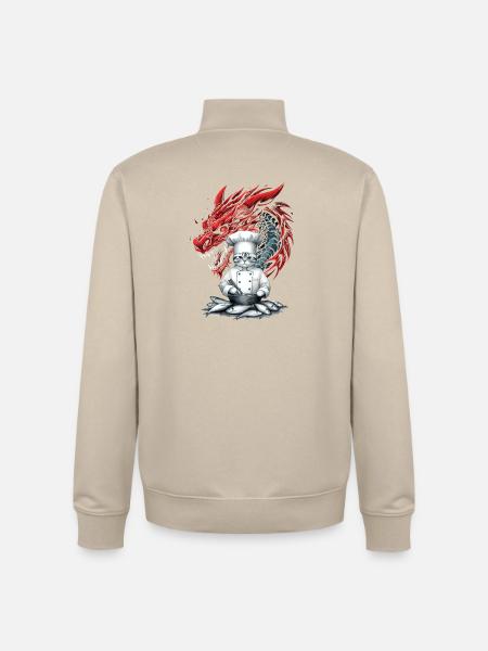 Asien Katze Koch Drache - Unisex Organic Zip Sweatshirt von Stanley/Stella - Cremebeige