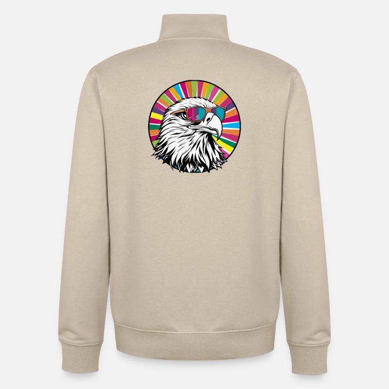 Aigle avec des lunettes de soleil - Sweat zippé unisexe en coton bio Stanley/Stella - beige crème