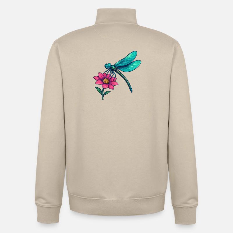 Libellule sur la fleur - Sweat zippé unisexe en coton bio Stanley/Stella - beige crème