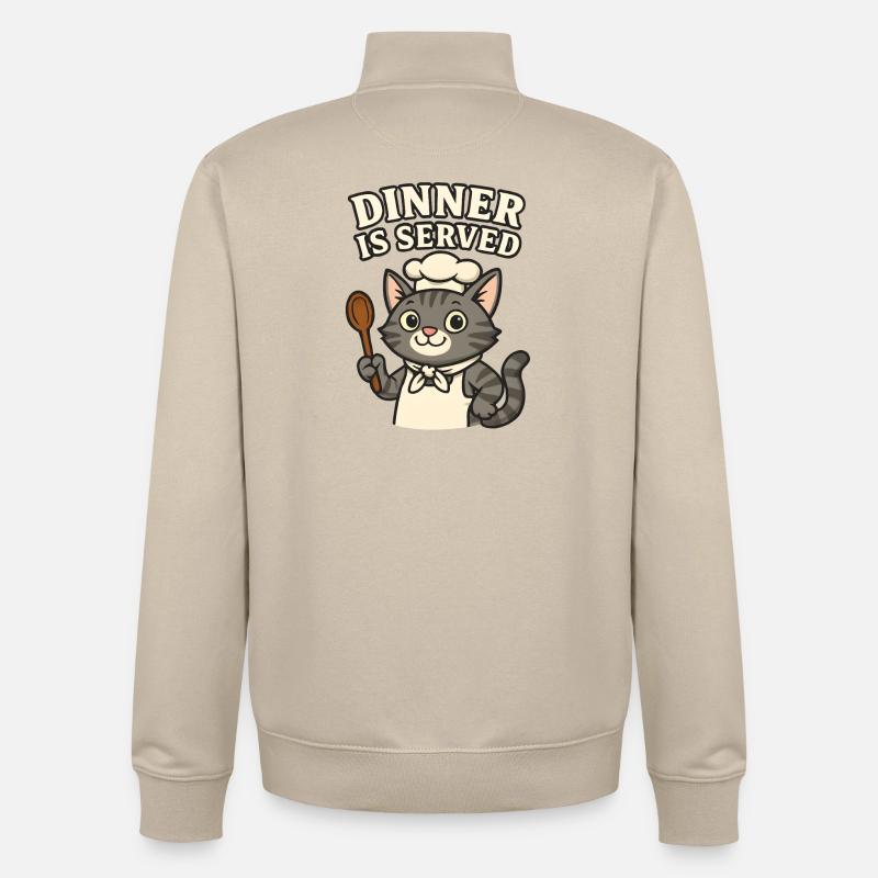  Koch-Katze – Dinner is Served - Unisex Organic Zip Sweatshirt von Stanley/Stella - Cremebeige