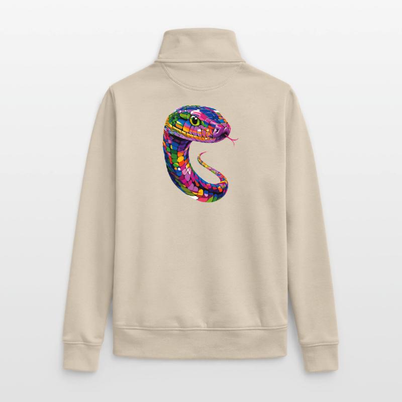 serpent, python, cobra, serpent à sonnettes, serpents Sweat zippé unisexe en coton bio Stanley/Stella