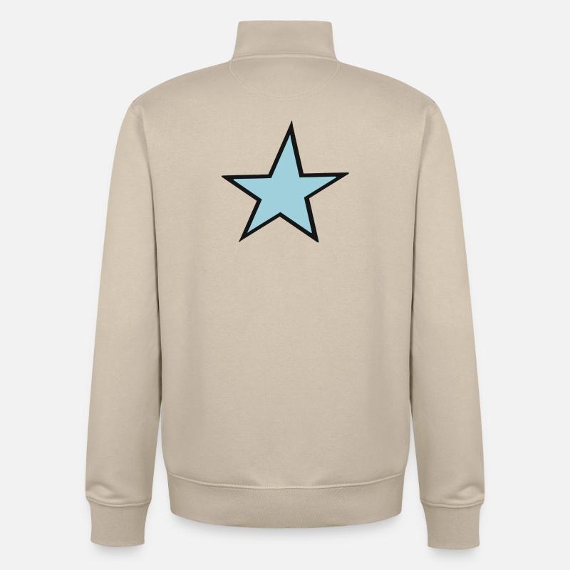 Heller blauer Stern mit schwarzem Rand - Unisex Organic Zip Sweatshirt von Stanley/Stella - Cremebeige