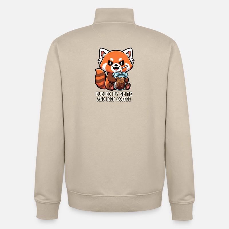 Effronté raton laveur café Meme Design - Sweat zippé unisexe en coton bio Stanley/Stella - beige crème