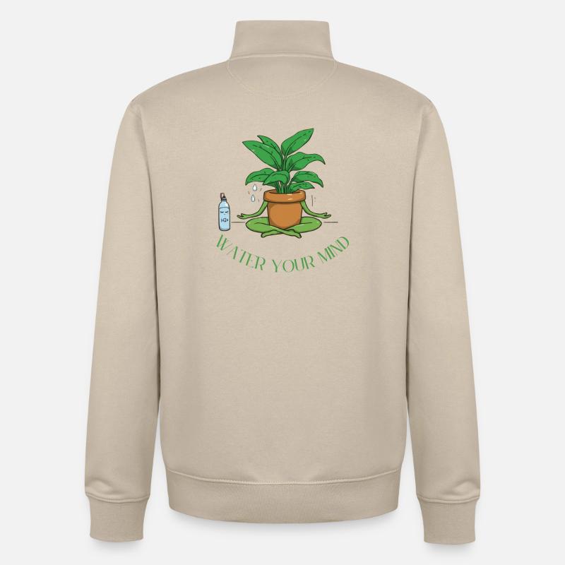 Water your mind - Meditation & innerer Frieden - Sweat zippé unisexe en coton bio Stanley/Stella - beige crème