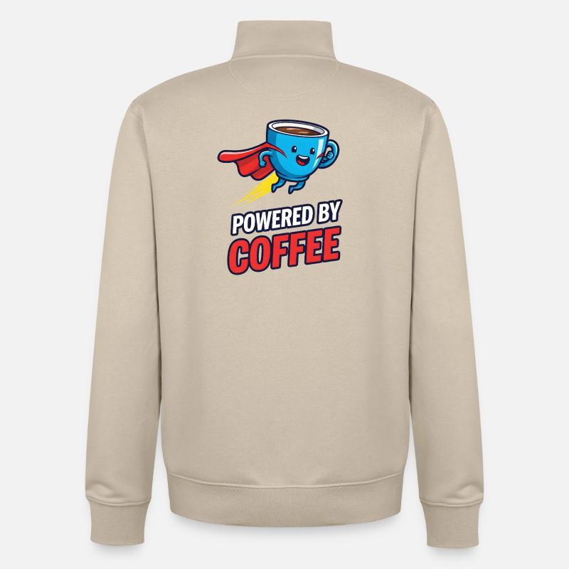Kaffee Superheld mit Cape - Unisex Organic Zip Sweatshirt von Stanley/Stella - Cremebeige