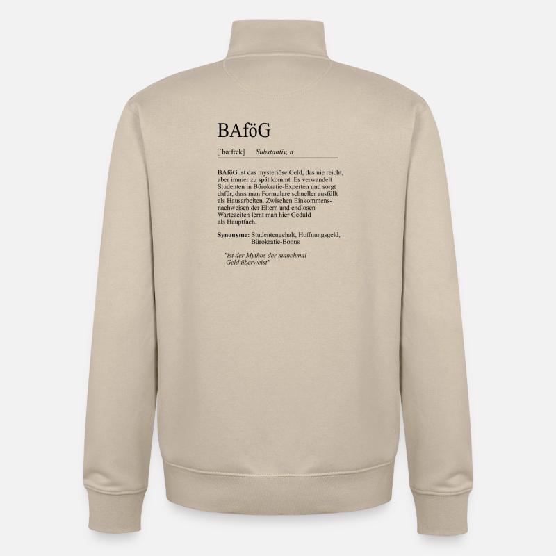 Unispruch "BAföG" Student Geschenk, Studenten - Unisex Organic Zip Sweatshirt von Stanley/Stella - Cremebeige