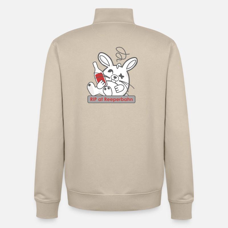 Lustiger Hasenschädel mit Flasche und Reeperbahn - Unisex Organic Zip Sweatshirt von Stanley/Stella - Cremebeige