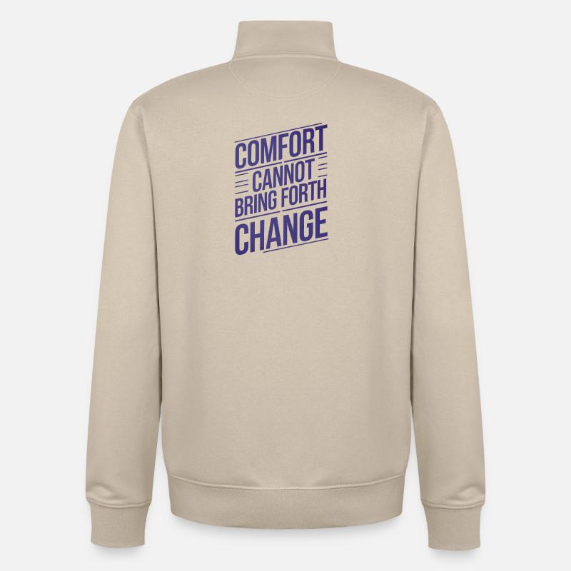 Renforcement du changement, Citation, Design - Sweat zippé unisexe en coton bio Stanley/Stella - beige crème