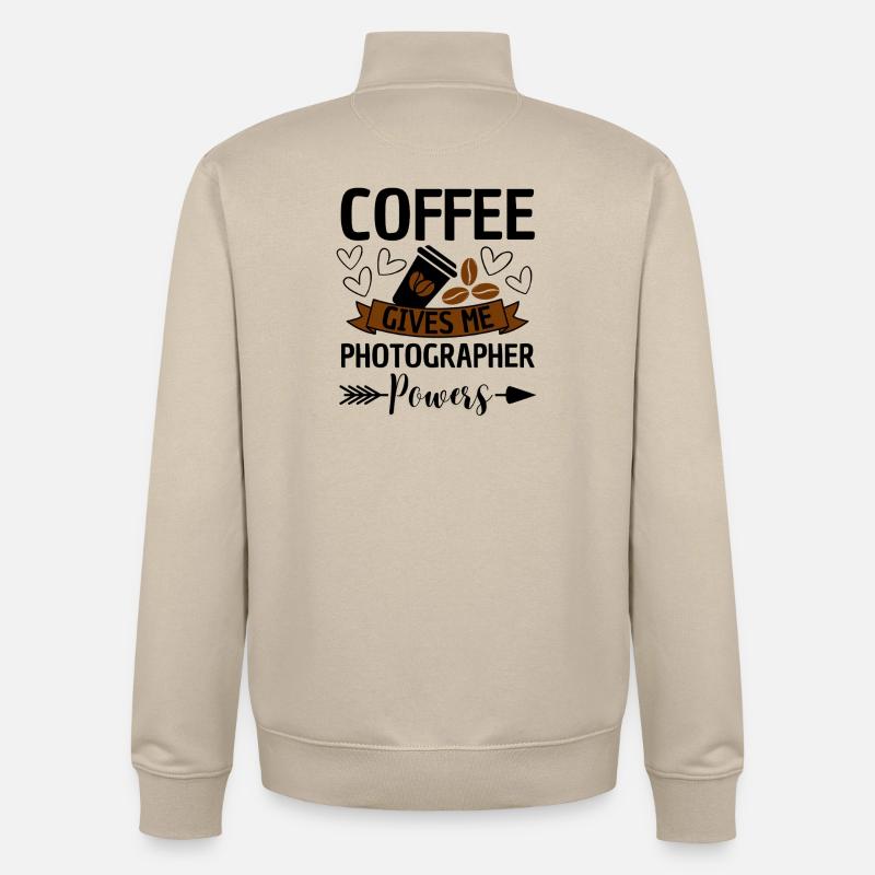 Citation d’un photographe de café - Sweat zippé unisexe en coton bio Stanley/Stella - beige crème