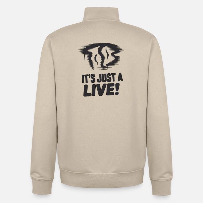 Vampire Bat Silhouette with Bold Slogan - Unisex Organic Zip Sweatshirt by Stanley/Stella - desert dust