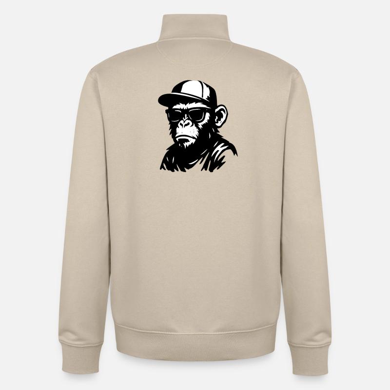 Conception de graffiti de singe urbain - Sweat zippé unisexe en coton bio Stanley/Stella - beige crème