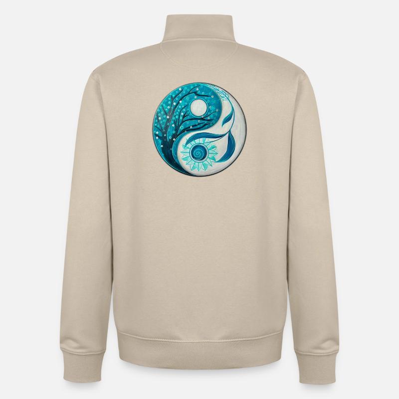 Yin Yang avec arbre et spirale - Sweat zippé unisexe en coton bio Stanley/Stella - beige crème