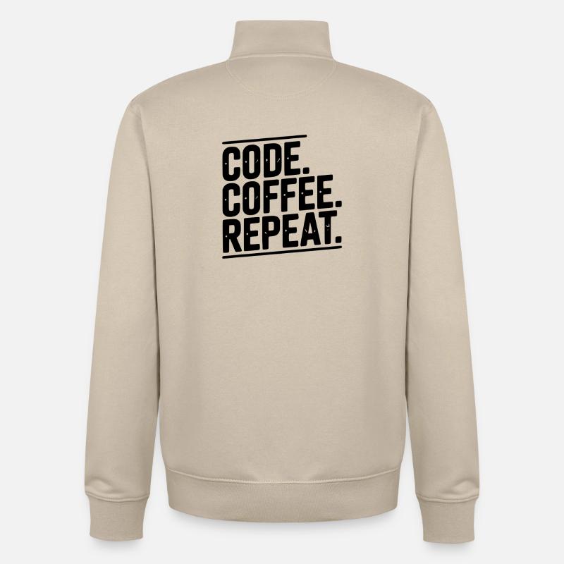 Code Coffee Repeat - Sweat zippé unisexe en coton bio Stanley/Stella - beige crème