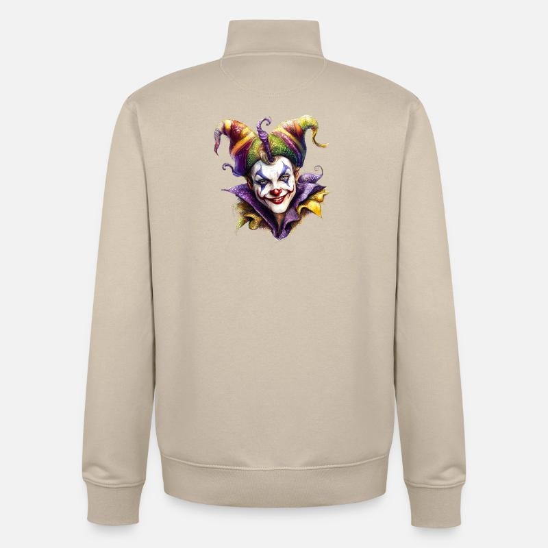Illustration de visage de clown - Sweat zippé unisexe en coton bio Stanley/Stella - beige crème