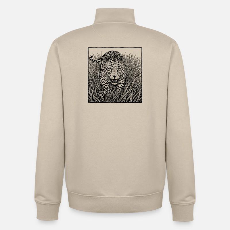 Leopard Im Gras - Unisex Organic Zip Sweatshirt von Stanley/Stella - Cremebeige