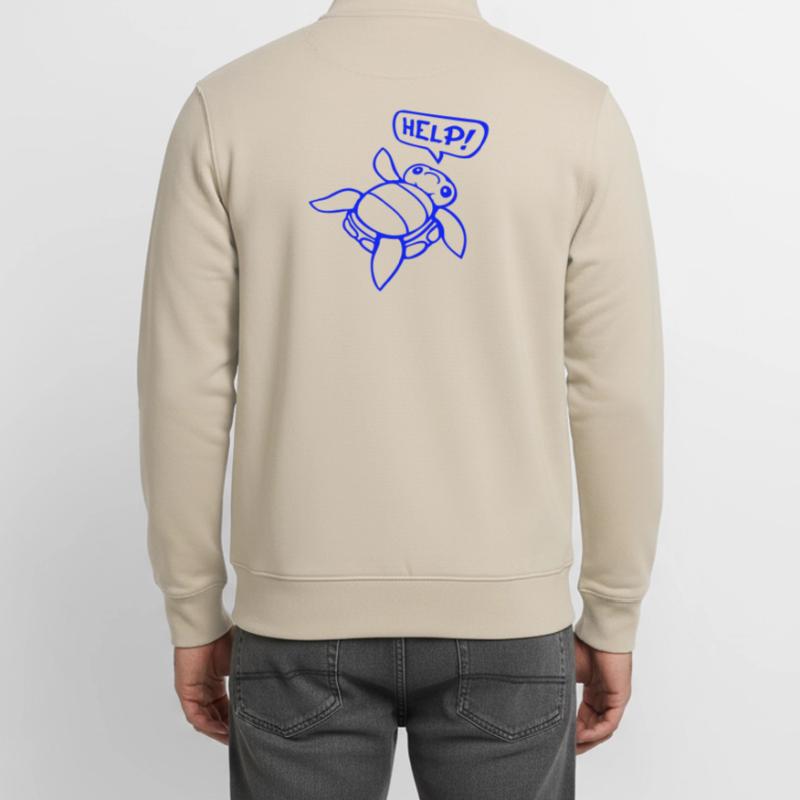 Turtle Back Tilted Over Helpless Side Help Unisex Organic Zip Sweatshirt by Stanley/Stella
