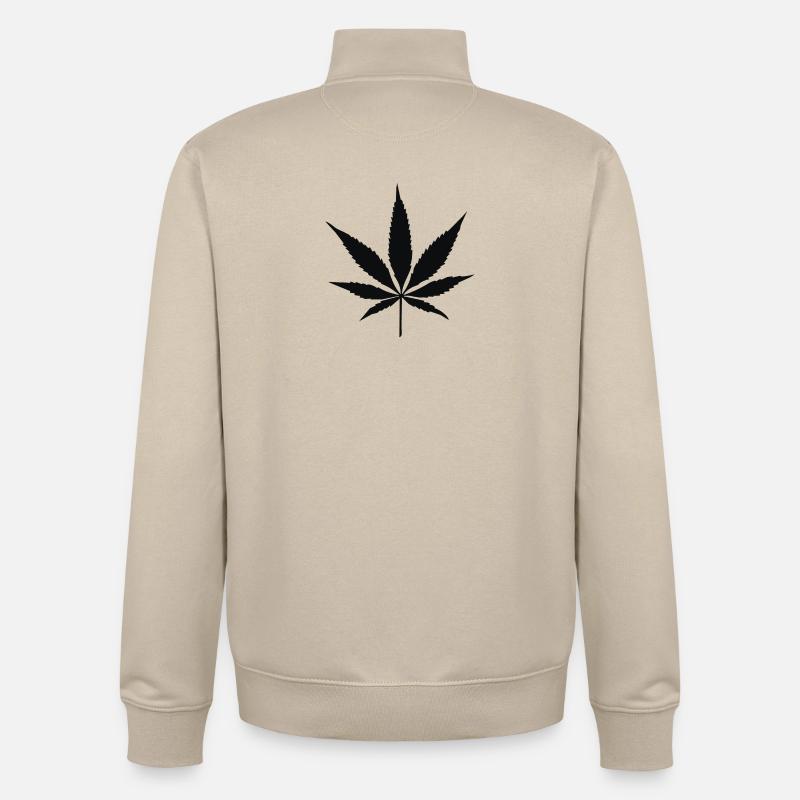 Silhouette de feuille de cannabis - Sweat zippé unisexe en coton bio Stanley/Stella - beige crème