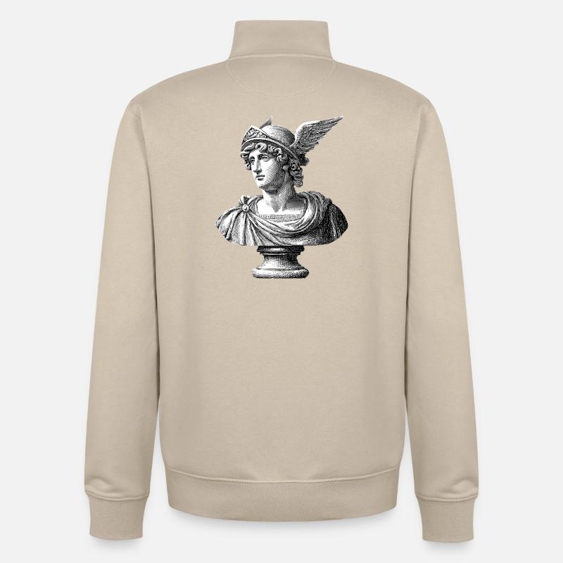 Buste antique Hermès - Gravure classique - Sweat zippé unisexe en coton bio Stanley/Stella - beige crème