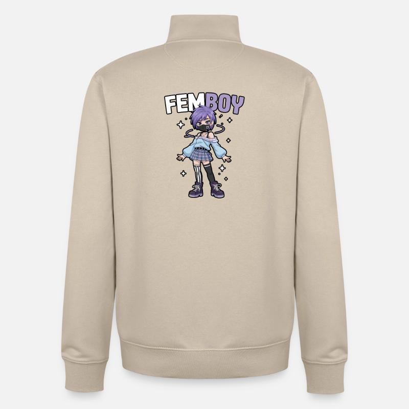 Femboy im Emo-Look mit Glitzer - Unisex Organic Zip Sweatshirt von Stanley/Stella - Cremebeige