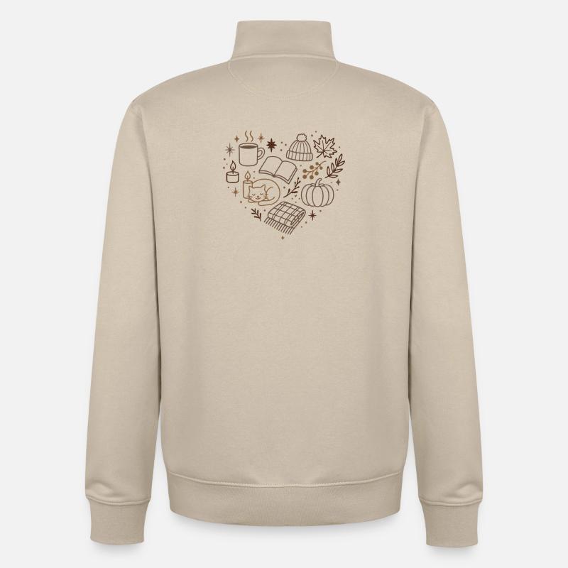 Herbstliche Kuschelabend Muster - Unisex Organic Zip Sweatshirt von Stanley/Stella - Cremebeige
