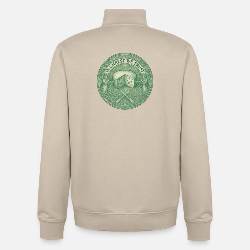 Dans le fromage, nous faisons confiance - Sweat zippé unisexe en coton bio Stanley/Stella - beige crème