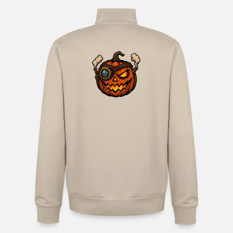 Citrouille steampunk avec œil de vapeur - Sweat zippé unisexe en coton bio Stanley/Stella - beige crème