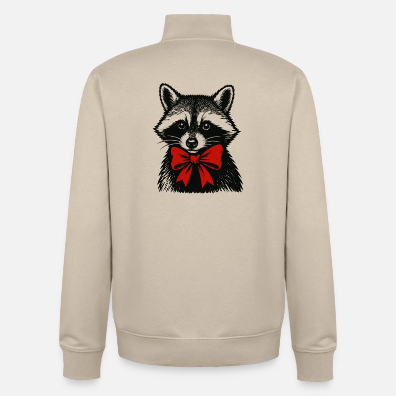 Weihnachts Waschbär mit Schleife - Unisex Organic Zip Sweatshirt von Stanley/Stella - Cremebeige