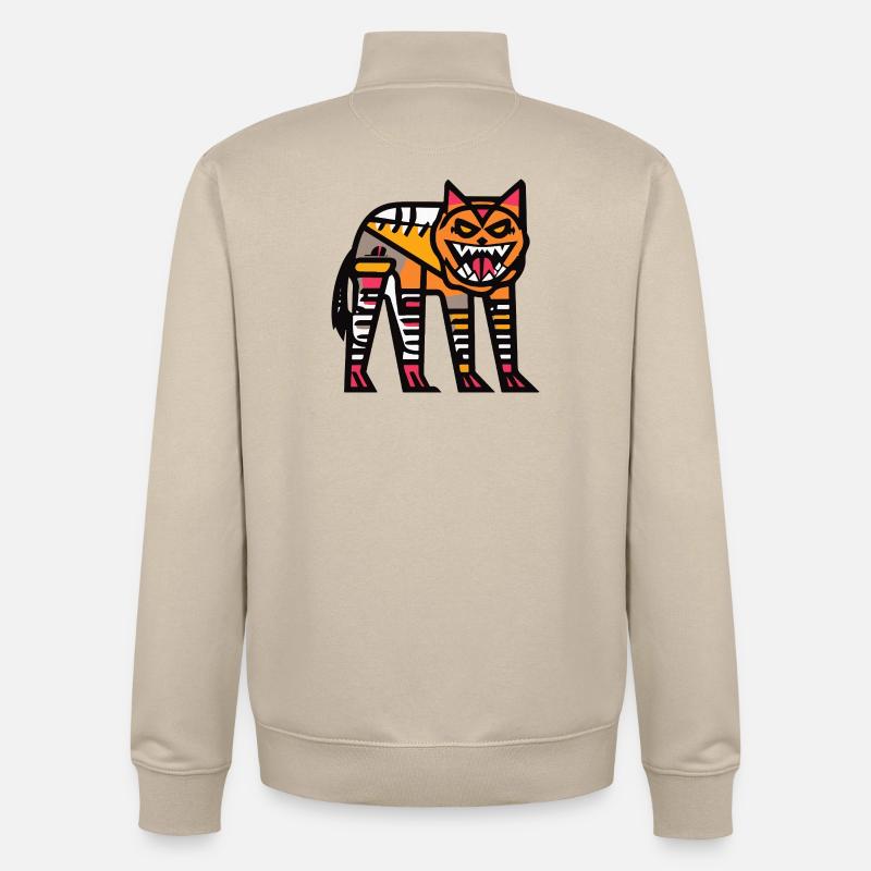 Loup Halloween Bande Dessinée Drôle - Sweat zippé unisexe en coton bio Stanley/Stella - beige crème