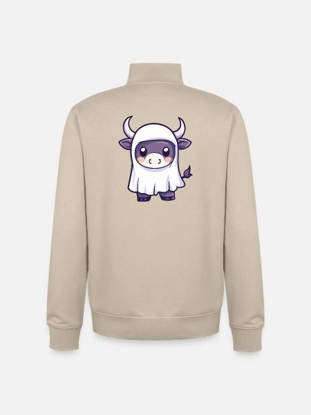 Bull Halloween Ghost - Unisex Organic Zip Sweatshirt by Stanley/Stella - desert dust