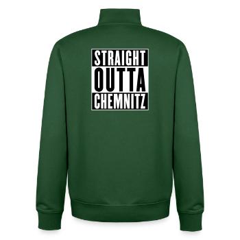 Tout droit sorti de Chemnitz (couleurs changeantes) - Sweat zippé unisexe en coton bio Stanley/Stella - vert bouteille - Dos - AI Model Male 185 dark (185cm)