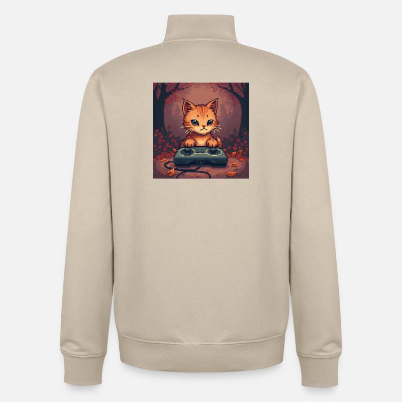 Cozy Pixel Cat Controller - Unisex Organic Zip Sweatshirt von Stanley/Stella - Cremebeige