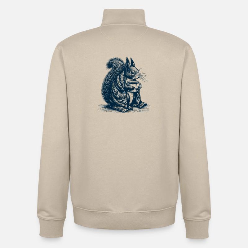 Eichhörnchen mit Tee - Unisex Organic Zip Sweatshirt von Stanley/Stella - Cremebeige