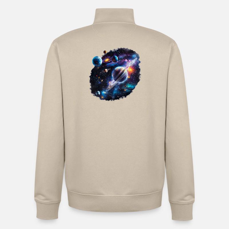 Galactic Planetary System Pattern - Unisex Organic Zip Sweatshirt by Stanley/Stella - desert dust