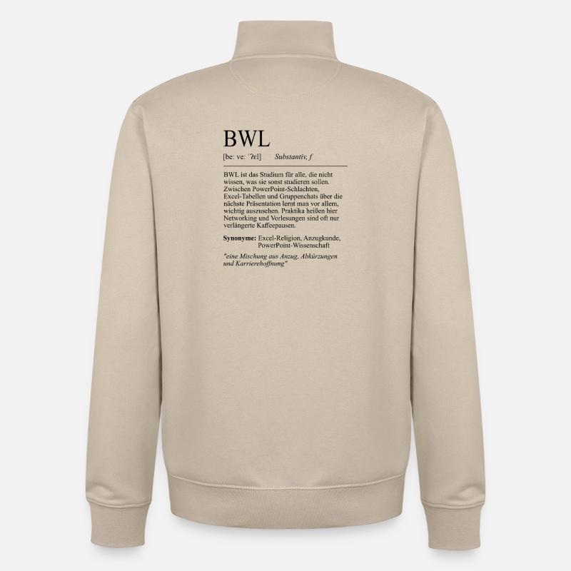 Unispruch "BWL" Student Geschenk, Studenten - Unisex Organic Zip Sweatshirt von Stanley/Stella - Cremebeige