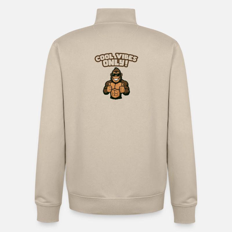 Gorille aux vibrations cool - Sweat zippé unisexe en coton bio Stanley/Stella - beige crème
