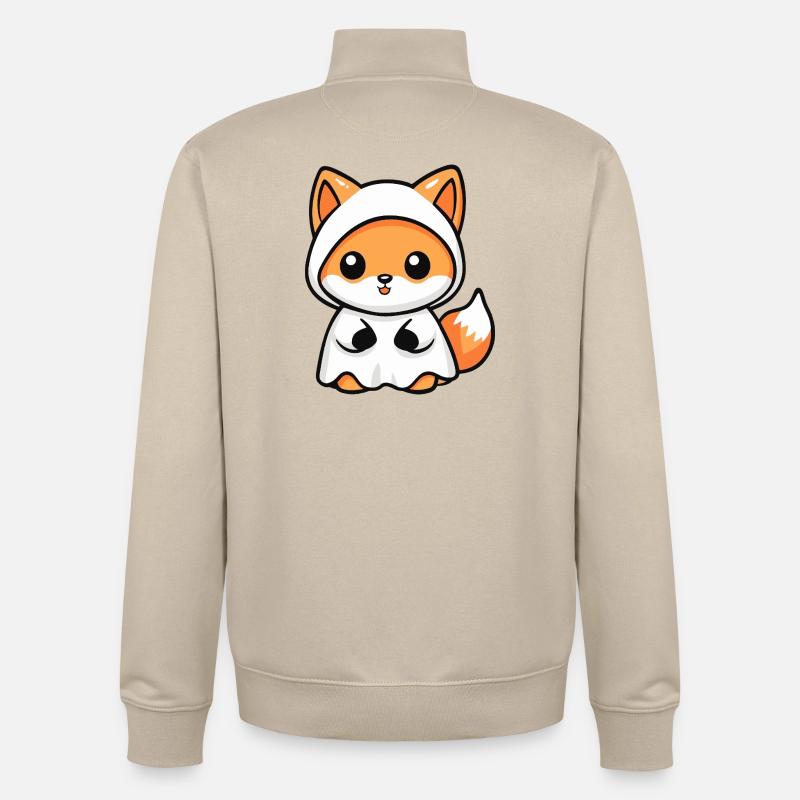 Fuchs Halloween Geist - Unisex Organic Zip Sweatshirt von Stanley/Stella - Cremebeige