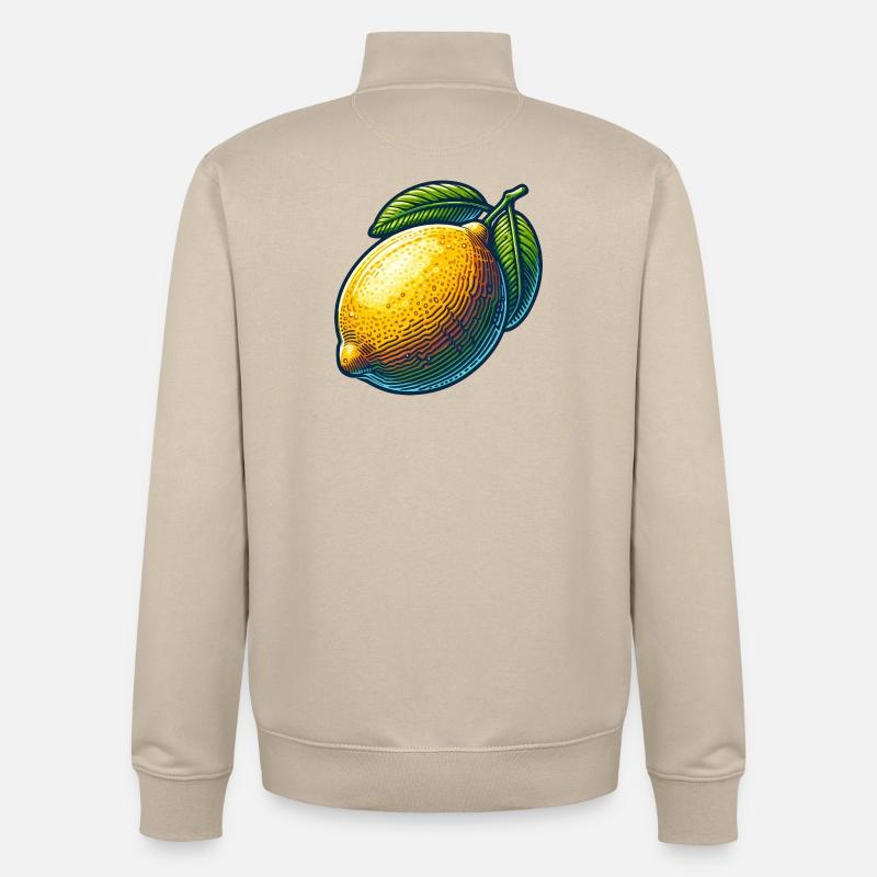 Citron éclatant et feuilles vertes - Sweat zippé unisexe en coton bio Stanley/Stella - beige crème