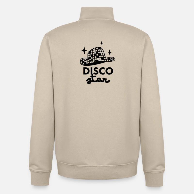 Disco Star Hat Logo - Unisex Organic Zip Sweatshirt by Stanley/Stella - desert dust