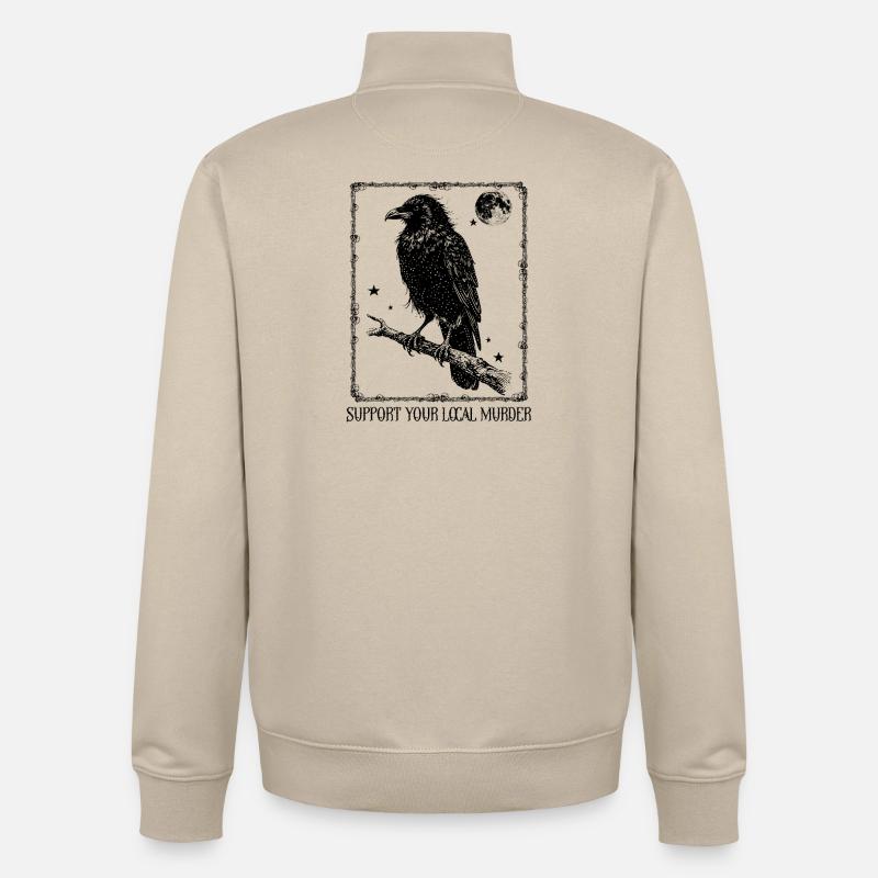Support your local Murder - Krähe - Unisex Organic Zip Sweatshirt von Stanley/Stella - Cremebeige