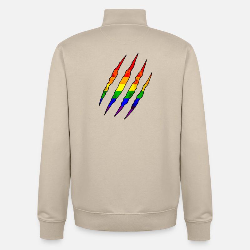 Pride Kralle Regenbogen Statement Kratzspur  - Unisex Organic Zip Sweatshirt von Stanley/Stella - Cremebeige