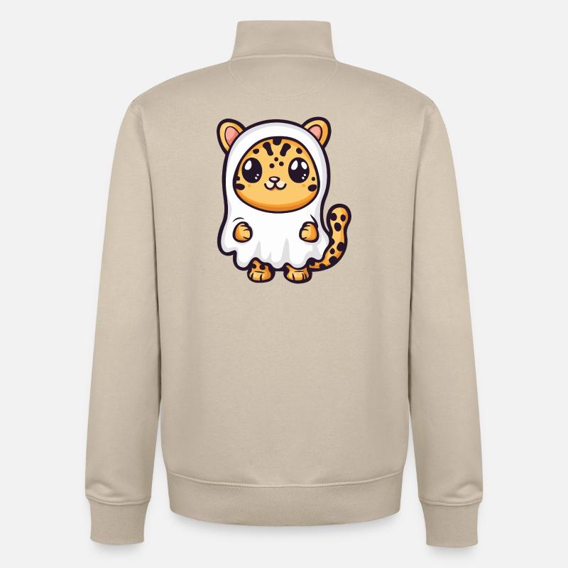 Leopard Halloween Geist - Unisex Organic Zip Sweatshirt von Stanley/Stella - Cremebeige