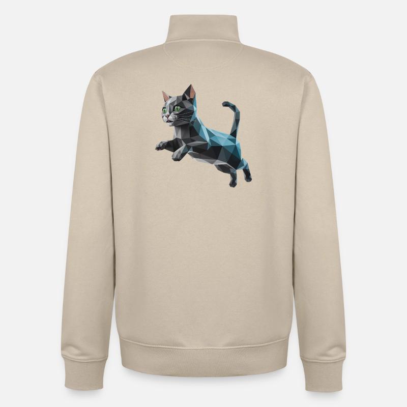 Chaton - Cool Low Poly Logo - Sweat zippé unisexe en coton bio Stanley/Stella - beige crème