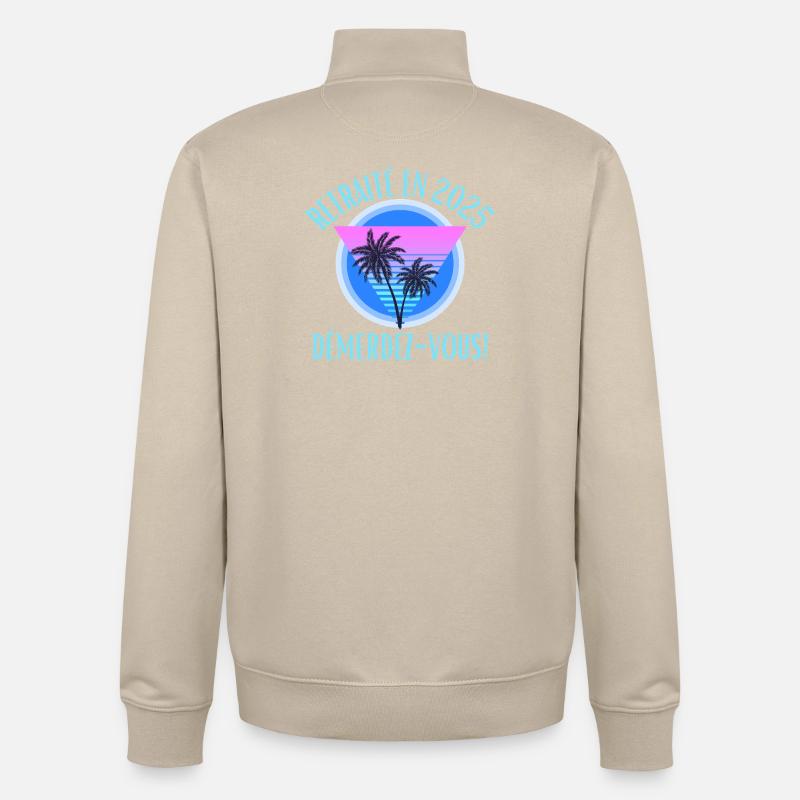 Retraité en 2025 – Démerdez-vous ! Soleil & Palmie - Sweat zippé unisexe en coton bio Stanley/Stella - beige crème