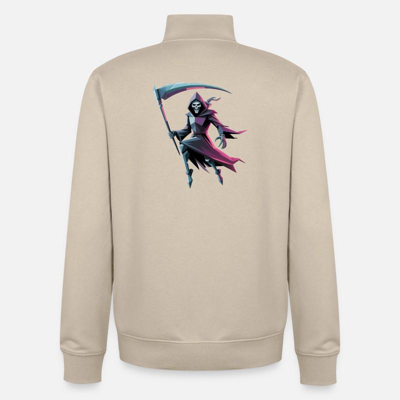 Death Reaper - Cool Low Poly Logo - Unisex Organic Zip Sweatshirt by Stanley/Stella - desert dust