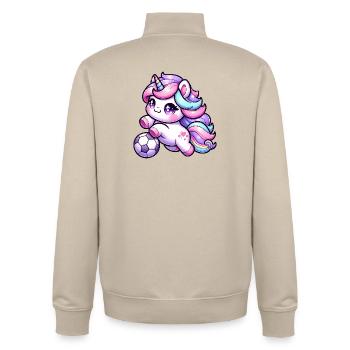 Kawaii Einhorn Fussball Regenbogen Kick - Unisex Organic Zip Sweatshirt von Stanley/Stella - Cremebeige - Hinten - AI Model Male 185 dark (185cm)